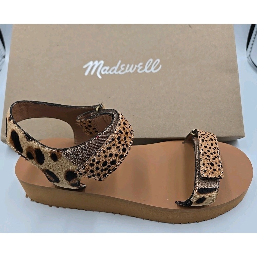 NIB Madewell Maggie Women's Real Fur Calf Hair Animal Print Sandals Size 7